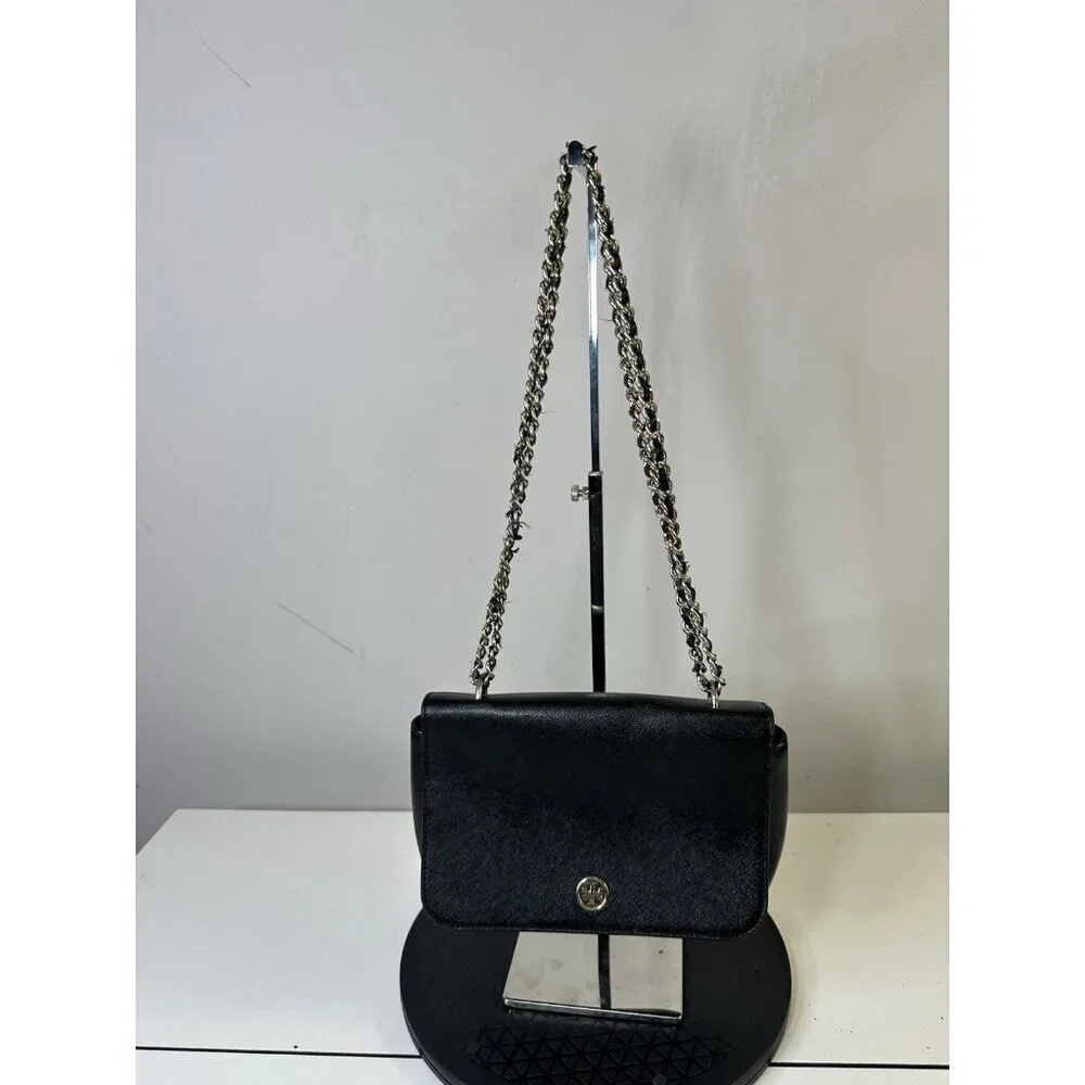 Tory Burch Shoulder Bag Chain Strap Saffiano Black